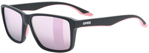 uvex solus - Sportglasögon för damer och herrar - 100% UVA-, UVB- och UVC-skydd - spegelglas - matt svart/spegel rosa - en storlek