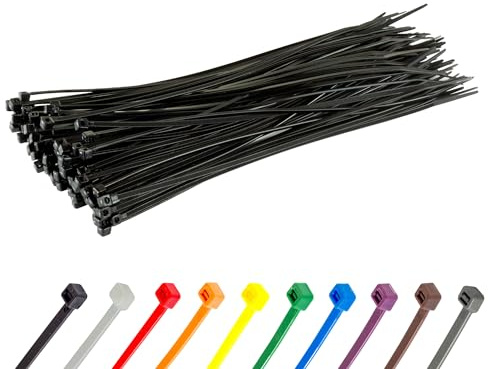 Gocableties Black Cable Ties, 200mm x 2.5mm, Pack of 100, 8 Premium Nylon Zip Ties, Multi-Purpose Plastic Tie Wraps, Secure Self-Locking Mechanism, for Home, Garden, Office and DIY
