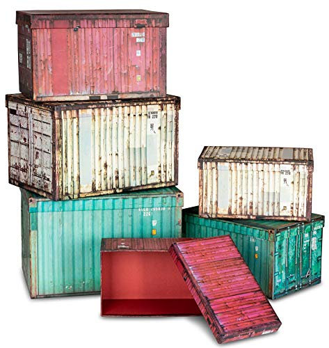 levandeo Aufbewahrungsbox 6er Set Boxen Aufbewahrung Geschenkbox Container Industrial Style Organizer Industrie Look Loft Shabby Chic Robust Ordnung Ordnungsboxen Geschenk Geschenkidee Kisten