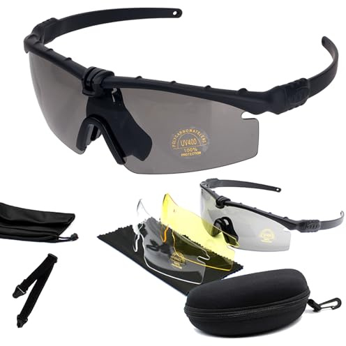 FOCUHUNTER Gafas - Gafas de Tiro Antiviento, Gafas Resistentes a los Arañazos para Hombres, Ajustables, Gafas para Ciclismo, Tiro y Golf