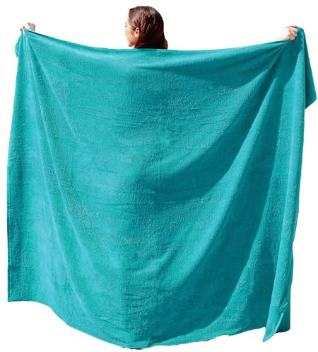 Kapart Strandtuch XXL Türkis, 100% Baumwolle, 155x220cm - XXL Strandhandtuch - Badetuch in Übergröße -Duschhandtuch, Badehandtuch & Saunatuch