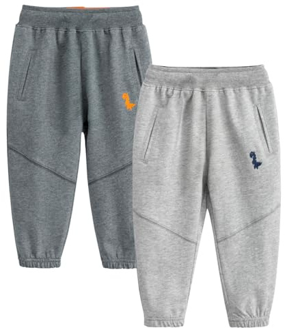 De feuilles 2-pack barn flickor pojkar träningsbyxor dragsko elastisk midja jogging underdel joggingbyxor vanliga långa byxor byxor