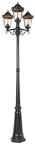 QAZQA Clásico/Antiguo Farol exterior negro 220 cm 3 luces IP44 - HAVANA Vidrio/Aluminio Alargada Adecuado para LED Max. 3 x 60 Watt