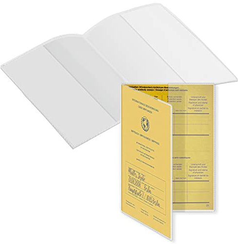 mtb more energy® 4x Hülle für Impfausweis Impfpass (ältere Ausführungen, Größe 14.4-14.8x10.5 cm, Ausstelldatum bis ca. 2008) - aufklappbar - mattiert - Hülle Klarsichthülle Schutzhülle