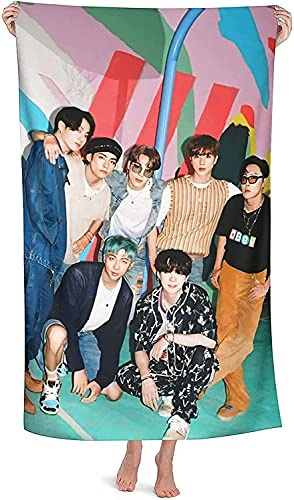 NICHIYOBI BTS Bangtan Boys 3D-Digitaldruck Badetücher,Weiche und Flauschige Strandtücher,modischer Auftritt,Reisetuch,Weich und lichtbeständig (11,100x200 cm)