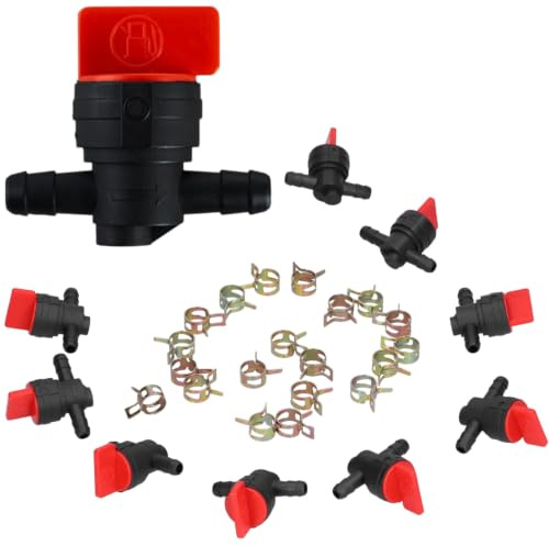 10 Pièces Robinet D'arrêt de Carburant Robinet de Réservoir de Carburant | Plastique, Tondeuse à Gazon de Jardin 90° Arrêt 1/4 Commutateur de Carburant en Ligne pour 494539 698181 697944 35857