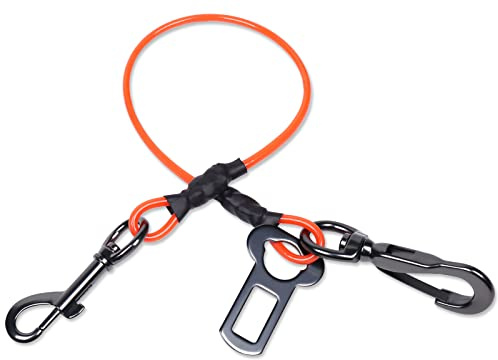 VIVAGLORY Sicherheitsgurt Hunde Tuffbelt Anschnallgurt Hund, Sicherheitsgurt Anschnallgurt Hundegurt für Auto Rückbank, Bissfest Anschnallen Autogurt, XS, Orange