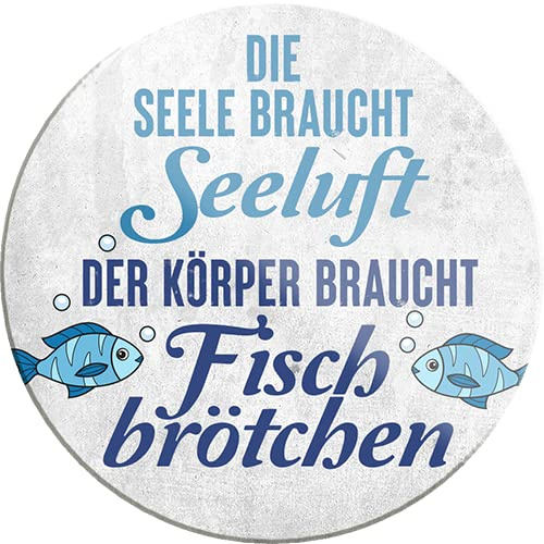schilderkreis24 – Lustiger Spruch “Seeluft und Fischbrötchen“ Magnet Deko Nordsee Meer Kühlschrankmagnet Humor witzige Geschenkidee Geburtstag Weihnachten 8x8 cm