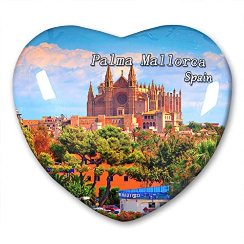 Spanien Palma Mallorca Kühlschrankmagnet Kühlschrank-Aufkleber Kollektion Dekorativer Magnet Reise-Souvenir Herzform Kristallglas