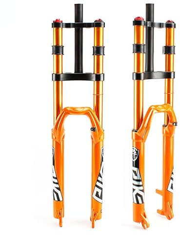 splumzer Fahrrad Federgabel 26/27.5/29 für Mountainbike DH Air Double Shoulder Downhill Abseilen Stoßdämpfer Straight Tube Ultralight Fahrrad Stoßdämpfer Zugstufeneinstellung (26 Zoll, Orange)