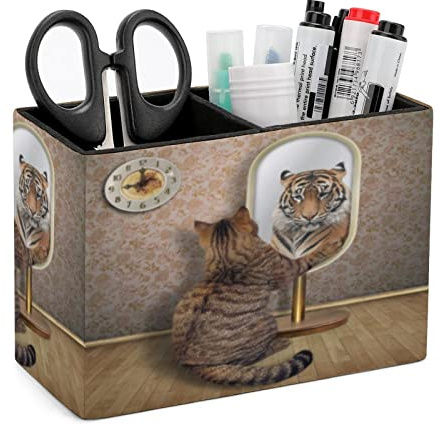 Niapessel Stiftehalter für Schreibtisch, lustiger Katze, Tiger, Tier, Stifthalter, Aufbewahrung, Schreibtisch-Stift-Organizer, Schreibtisch-Stift-Organizer, Make-up-Pinselhalter für Büro, Schule,