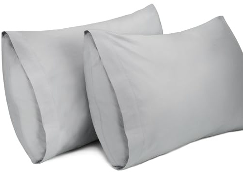 Lirex 2 Paquetes Fundas de Almohada, 100% Algodón Transpirable Fundas de Almohada la Cubiertas de Almohada (50 x 80 cm, Gris Claro)