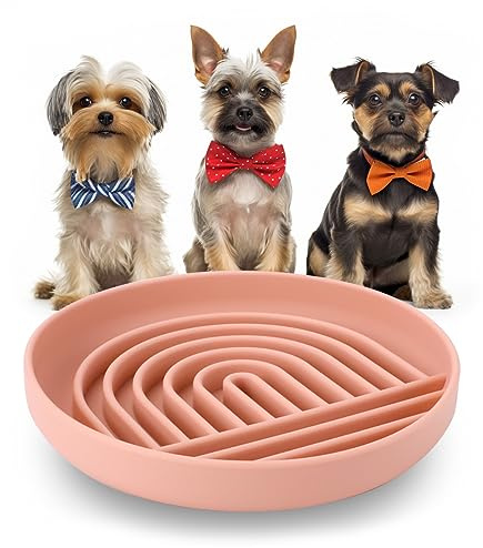 Slow Feeder Hundenapf, 19,1 cm Silikon Puzzle Schüssel Leckmatte, rutschfeste Slow Down Schüssel mit Saugnapf, Slow Feeder Schüssel für schnelle Esser, Pet Slow Feeding Dish für kleine mittelgroße