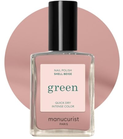 Manucurist Green Rosiges Beige Nagellack Shell Beige - Nail Polish | Nagellack Schnelltrocknend - Nägel Selber Machen - Vegan 12-freier - Plant-Based - Made in France