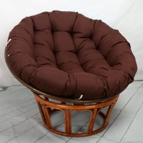Tielag Papasansessel Kissen Sitzauflage, Rundes Dicke Stuhlkissen, Hängesessel Sitzkissen für Gartensessel, Drehsessel, Korbsessel, Balkonstuhl, Braun, 120 x 120 cm