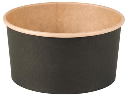 PacknWood Black/Kraft Multi-Purpose Bowl | Disposable Dessert Bowls for Hot or Cold Food | Black Paper Cups for Sundaes, Snacks, Fruits and Christmas Party - 360 Pcs