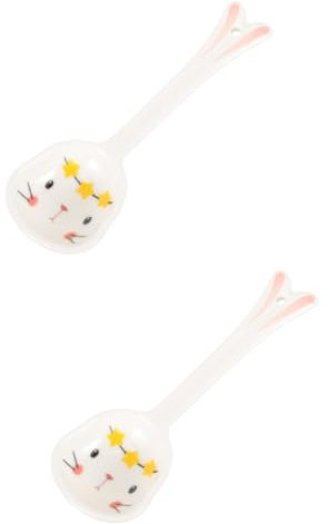 Alipis 2St Kaninchenlöffel aus Keramik küchenlöffel dekorierlöffel kleiner Löffel Kaninchen aus Keramik geschirrtuch Kaffeelöffel Löffel Keramik Ramen-Suppenlöffel handhaben Hase China