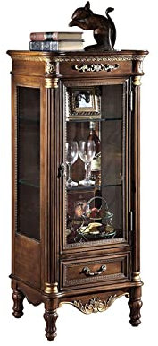 GLigeT Weinschrank Weinschrank aus Holz mit Glastüren, 3 Regalen, Glasvitrine for Wohnzimmer, bodenstehender Barschrank, 21,65 x 17,7 x 51,18 Schnapsbarschrank, xiangxiang2023