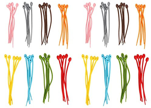ISTOVO 80 Stück Bunter Silikon Krawatten Clip, Kabel Binder, Brot Krawatte, Wiederverwendbare Gummi Krawatte, Allzweck Silikon Krawatten