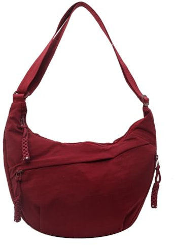 TIAASTAP Halbmond Umhängetasche Nylon Groß Halfmoon Crossbody Bag Women Slouchy Hobo Bauchtasche Crossbag Damen-Schultertaschen mit verstellbarer Schultergurt