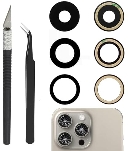 Cemobile 1 Set Back Rear Camera Glass Lens Replacement for iPhone 15 Pro | Adhesive Preinstalled, with Reparing Tool Kit
