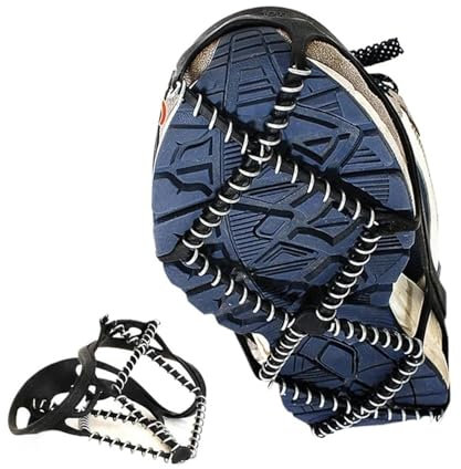 Steigeisen für Wanderschuhe 1 Paar rutschfeste Steigeisen mit Eisgriff, EIS, Schnee, Route, Camping, Outdoor-Sport, Schuhüberzug, GEH-Traktionsstollen, EIS-Steigeisen-Schuhüberzug(L EU 41-46)
