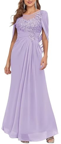 YIANN Lace Lilac Mother of The Bride Dresses for Women 2024 Wedding Guest Sheath Formal Evening Gown UK14