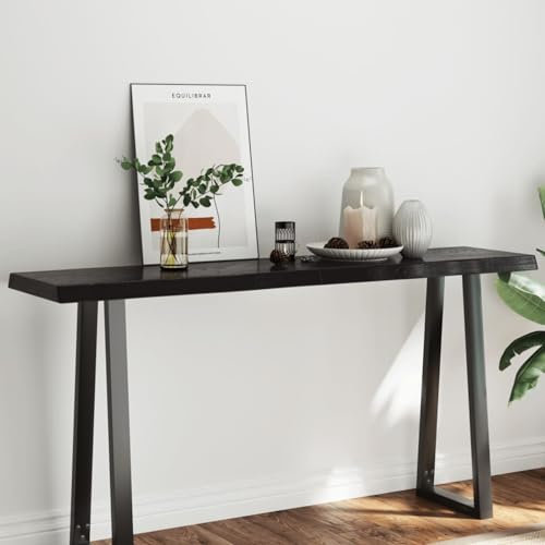 Buzaza Tischplatte 160x40x(2-6) cm Massivholz Behandelt Baumkante Stabile Tischplatte DIY Schreibtischplatte Bürotischplatte