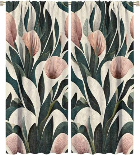 Schattierung Vorhänge Junge Bunte Retro-Blumen 3D Druck 2Er Set Isolierung Schalldichte Kinder Gardinen Blickdicht Mit Ösen Vorhang Fenster Für Wohnzimmer Schlafzimmer Balkon 280X180 cm (B -137611955