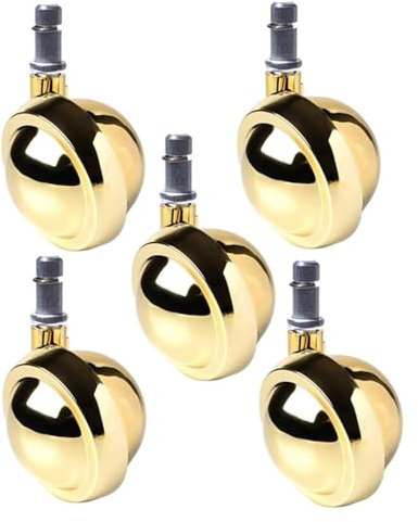 DXYOYONGOZ Bürostuhl Rollen, Rollen für Bürostühle, Räder, Metall-Lenkrollen, 5 Möbelrollen, Kugel-Ersatzrollen, Sicherungsring, 11 mm, Gold, Φ62 mm