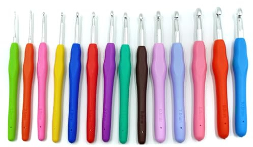 Crochet Hooks Set, 14 Pcs Ergonomic Soft Grip Crochet Needles for Beginners & Arthritic Hands, Perfect for UK Craft Lovers