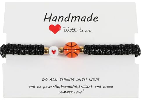 Tyqour Cadeau de football et basket-ball, cordon éergable, bracelet d'amitié, pour garçons et filles, Acrylique Polyester Zinc
