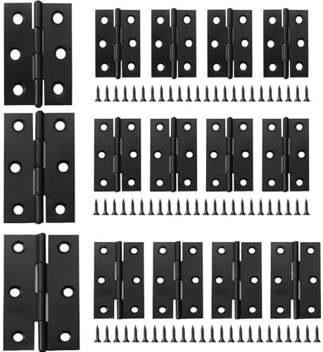 Black Door Hinges, 15 PCS Ball Bearing Hinge with 90 PCS Black Screws, Ball Bearing Hinges for Residential and Commercial Buildings(2 inch 2.5 inch 3 inch)
