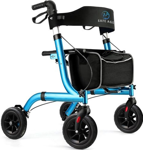 Safe Age Rollator faltbar und leicht mit Sitz - Gehhilfe für Senioren, Rollator für die Wohnung Indoor & Outdoor - mit Rückenlehne und Gehstockhalter