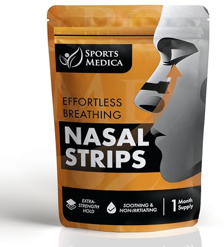 Sports Medica Nasal Strips for Snoring, Snoring Solution Nose Strips for Breathing Support, Comfortable Strong-Adhesive Tape for Better Sleep and Night Time Relief, 30 Count