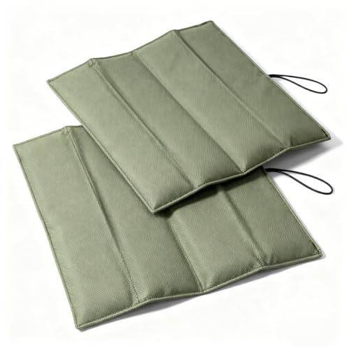 DWUENT 2 Pcs Folding Sit Mat - Waterproof, Thermally Insulated, 31x32cm Lightweight 57g - Portable Seat Cushion for Camping, Hiking, Fishing Essentials - Olive Green.