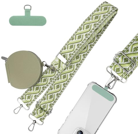 FOSDICK Cuerda para Movil con Monedero, Cordon para Movil con Cartera, Colgante para movil con Wallet, Ajustable Cordon Moviles Cuello, Cuerda Moviles Colgar para Las Mayoría de Fundas de Smartphone