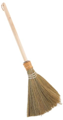 Maisbesen Handgeführt mit Holzstiel, Weich und Abnehmbar für Reinigung | Broom, Stubenbesen, Kehrbesen Aussenbereich, Reisstroh Besen, Weide Besen