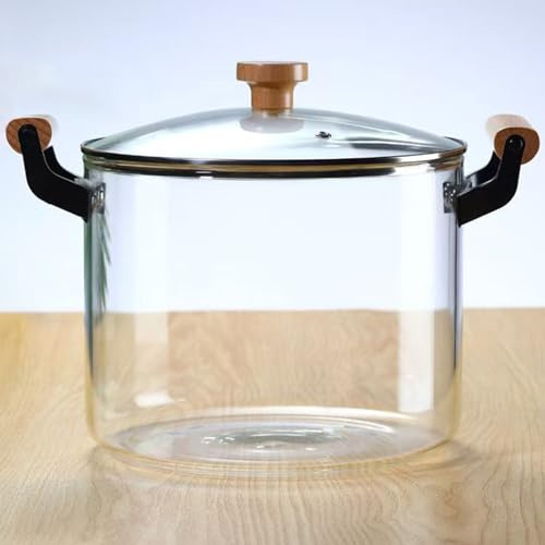 Kochtopf, Glastopf zum Kochen, Borosilikatglas, mit Deckel und Griff, großer Simmertopf für den Herd, hitzebeständig, für Pasta, Nudelsuppe, Milch, Essen, 7,5 l/6,8 Quarts