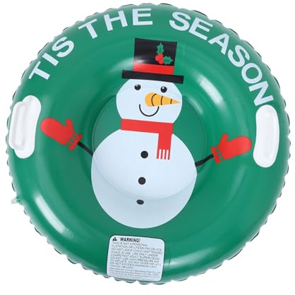 SUPVOX Heavy Duty Inflatable Snowman Sled Tube with Handles for Adults Thickened Hard Bottom Snow Sledding Tube Fit Winter Outdoor Fun