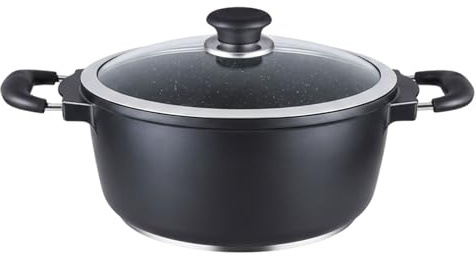 Reldor Stock Pot 24 cm, Non Stick Cooking Pot with Glass Lid, Aluminum Saucepan Casserole Pot, Ceramic Coating, Induction & Oven Safe, Heavy Duty & Easy to Clean, Large Size
