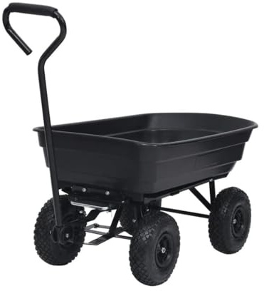 INLIFE Chariot à Main à Bascule de Jardin 300 kg 75 L Noir