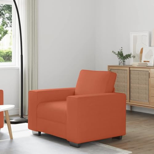 RMIHSJG Sessel Rot Orange 60 cm Cordstoff Relaxsofa mit gepolsterten Schaumstoffsitzen und fasergefüllten Kissen für Wohnzimmer Schlafzimmer Arbeitszimmer, Robustes Gestell