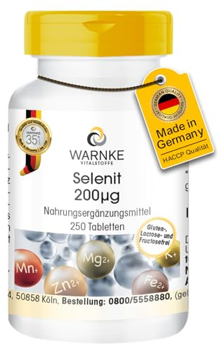 Selenit 200μg - 250 Tabletten - schluckfreundlich - 200μg Selen pro Tablette - Natriumselenit - HOCHDOSIERT - Deutsche Apothekenqualität - vegan | Warnke Vitalstoffe