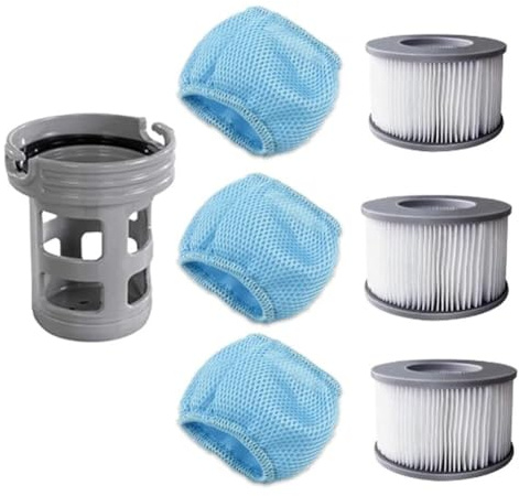 EasyByMall Miweba Kit de filtres de rechange pour piscines gonflables MSPA - 3 filtres, support, 3 sacs en maille, compatible avec les modèles Delight/Premium/Elite/Concept