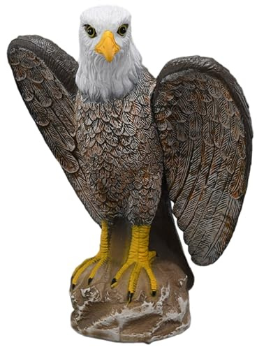 Statua dell'Aquila, Grandi Dispositivi Spaventosi per Uccelli Realistici da 17 Pollici Esca per Falchi da Esterno, con Figurina di Aquila Calva in plastica con Ala Staccabile per Giardino, Patio