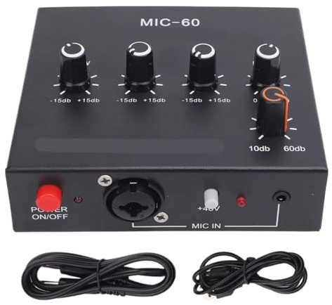 Compatible For Shure SM58, Portable Aluminum Microphone Preamp With 60dB Gain For Dynamic & Condenser Mics, Sound Enhancer