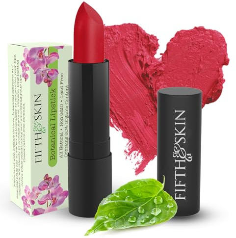 Fifth & Skin BOTANICAL Lipstick (BERRY RED) | Made in USA | Vegan | Natural | Organic | Cruelty Free | Paraben Free | NO Lead | Moisturizing Color that's Good for your Lips!