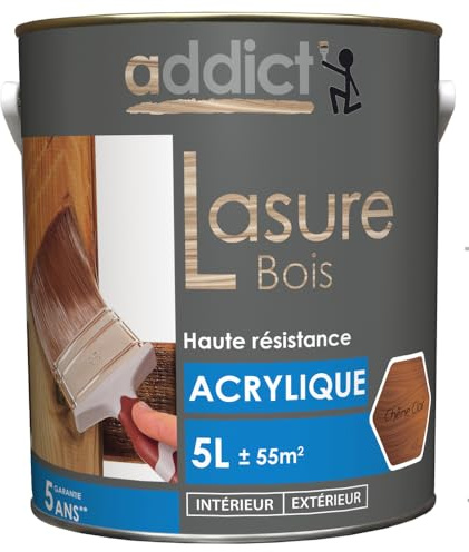 Lasure bois coloris CHENE CLAIR 5 Litres satin hydrofuge