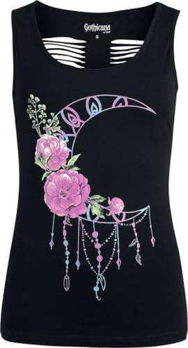 Gothicana by EMP Mujer Top Negro con Estampado y Recortes M